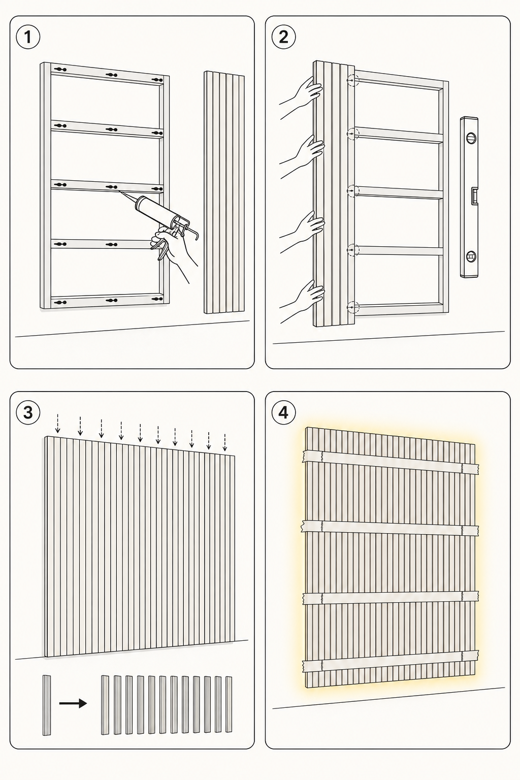 Lámina IKEA pegado de varillas EPS al bastidor